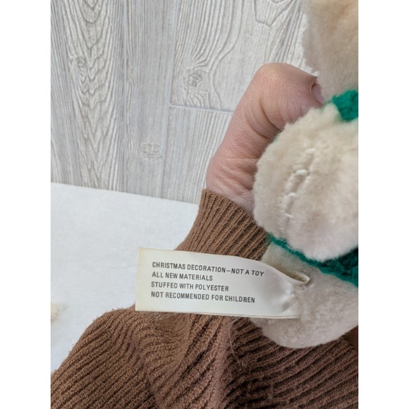 Vintage Mini Plush Teddy Bear Tree Ornament Lot Crochet Sweater Hat Scarf Craft - Picture 7 of 9